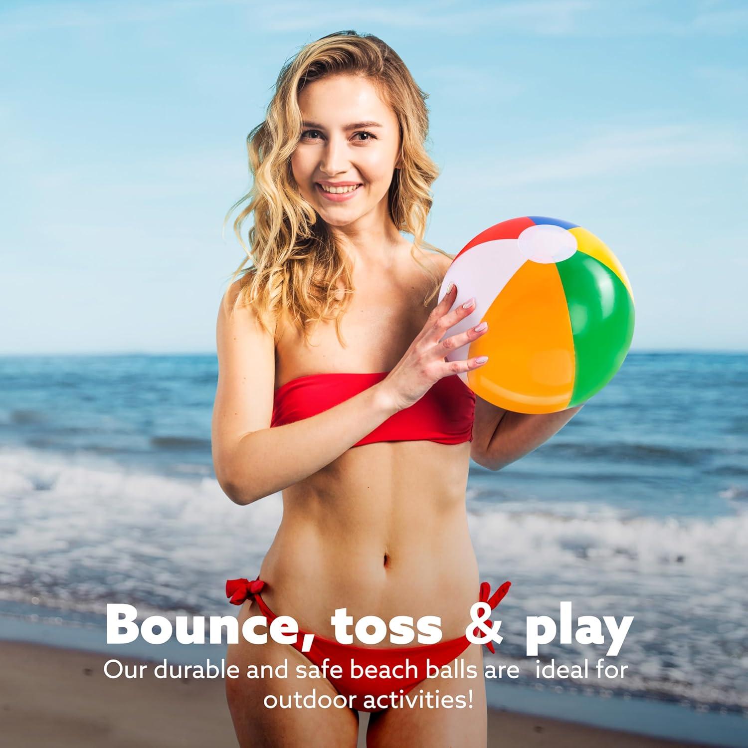 imageJOYIN 12Pack 12 Beach Balls Bulk Classic Beachball Inflatable Swimming Pool Toys for Games Adults Kids12inch