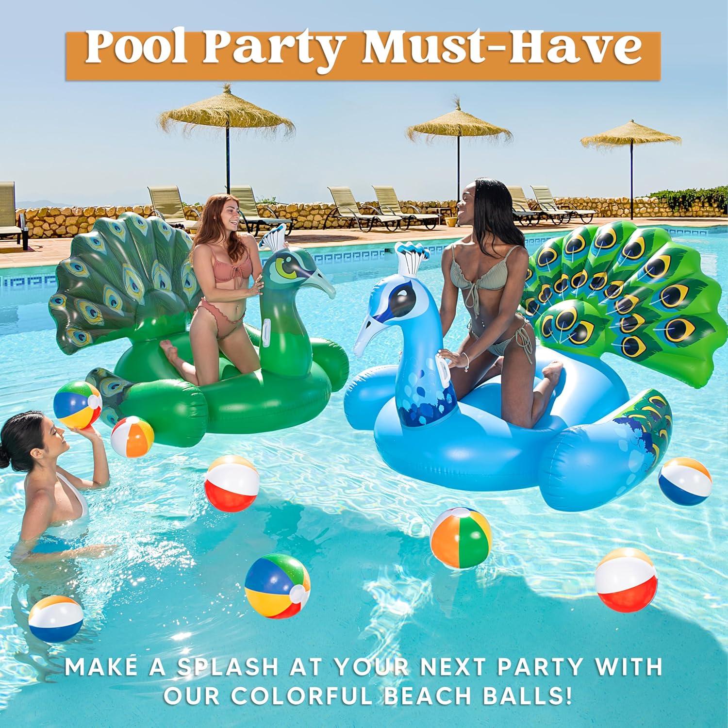 imageJOYIN 12Pack 12 Beach Balls Bulk Classic Beachball Inflatable Swimming Pool Toys for Games Adults Kids12inch