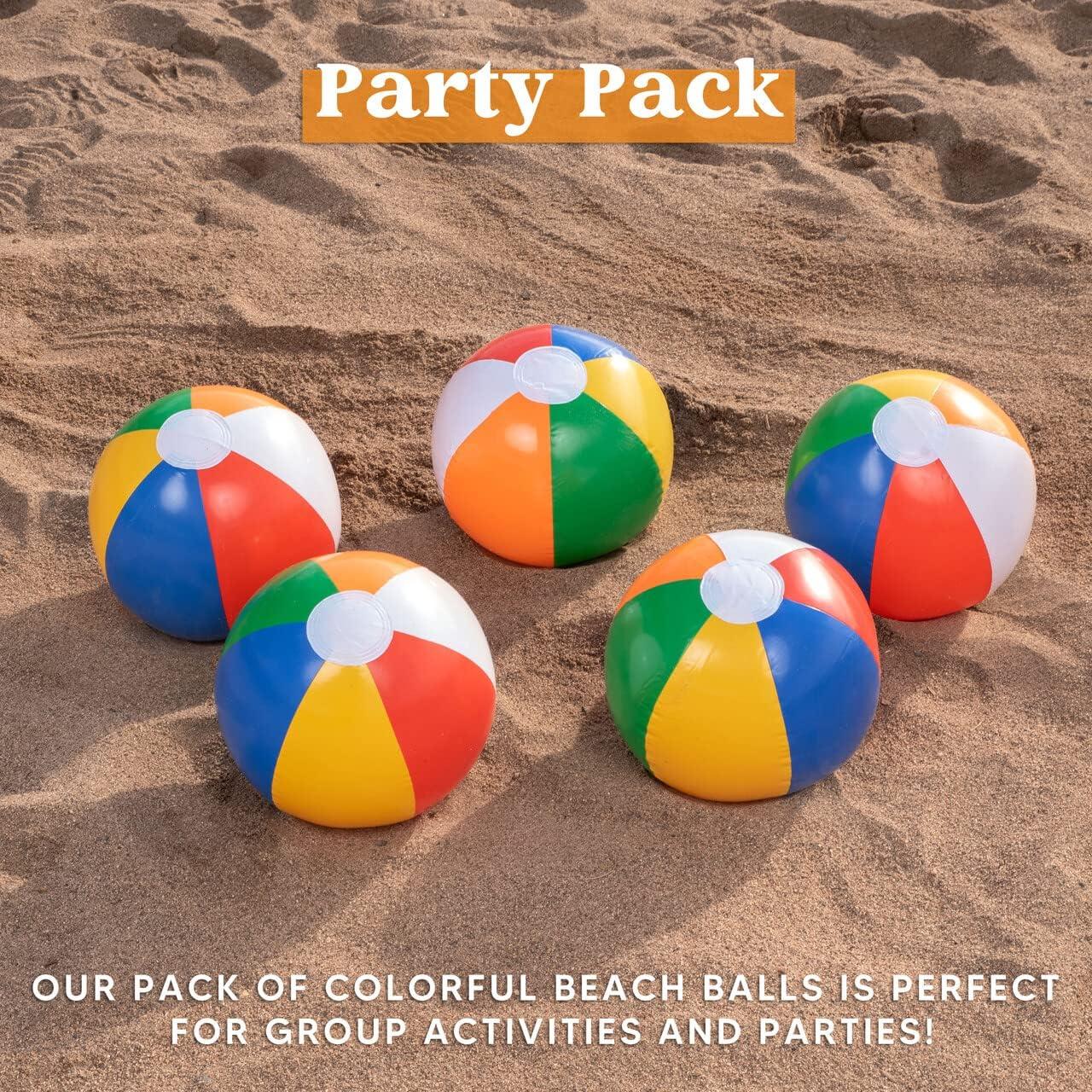 imageJOYIN 12Pack 12 Beach Balls Bulk Classic Beachball Inflatable Swimming Pool Toys for Games Adults Kids16inch