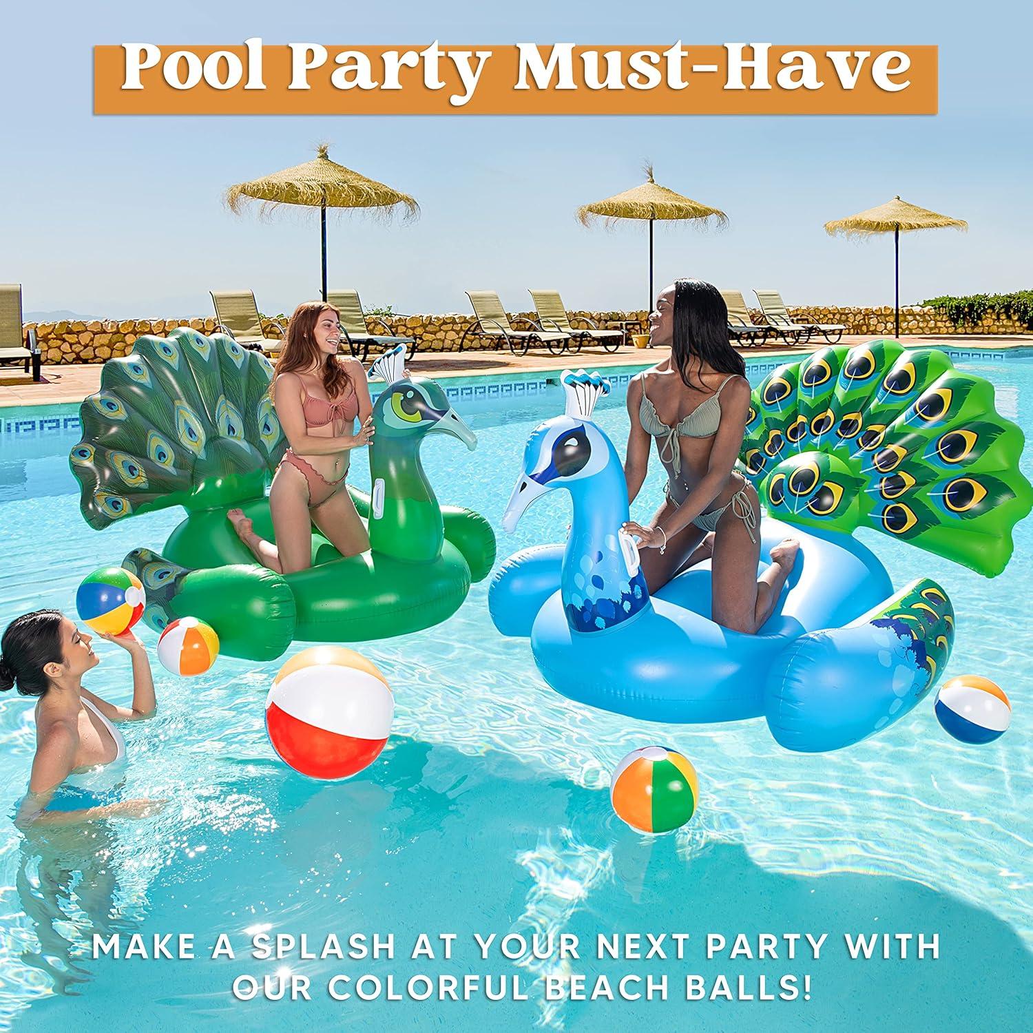 imageJOYIN 12Pack 12 Beach Balls Bulk Classic Beachball Inflatable Swimming Pool Toys for Games Adults Kids16inch