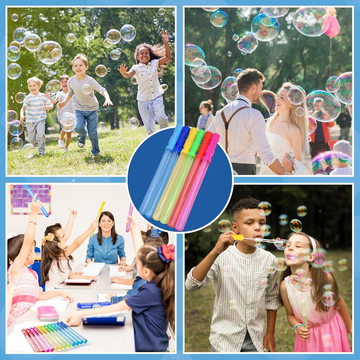 imageJOYIN 146 Big Bubble Wands for Kids 6 PCS Bubble Wand with Refill Solution for Summer Toy Party Favor Outdoors Toy Activity Easter Basket Stuffers Birthday Gift