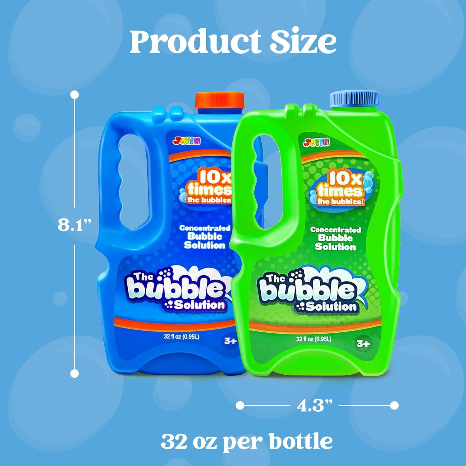 imageJOYIN 2 Bottles Bubbles Refill Solutions 64 oz up to 5 Gallon Concentrated Solution for Bubble Machine Gun Wand Refill Fluid Summer Easter Toys RedPurpleBluegreen