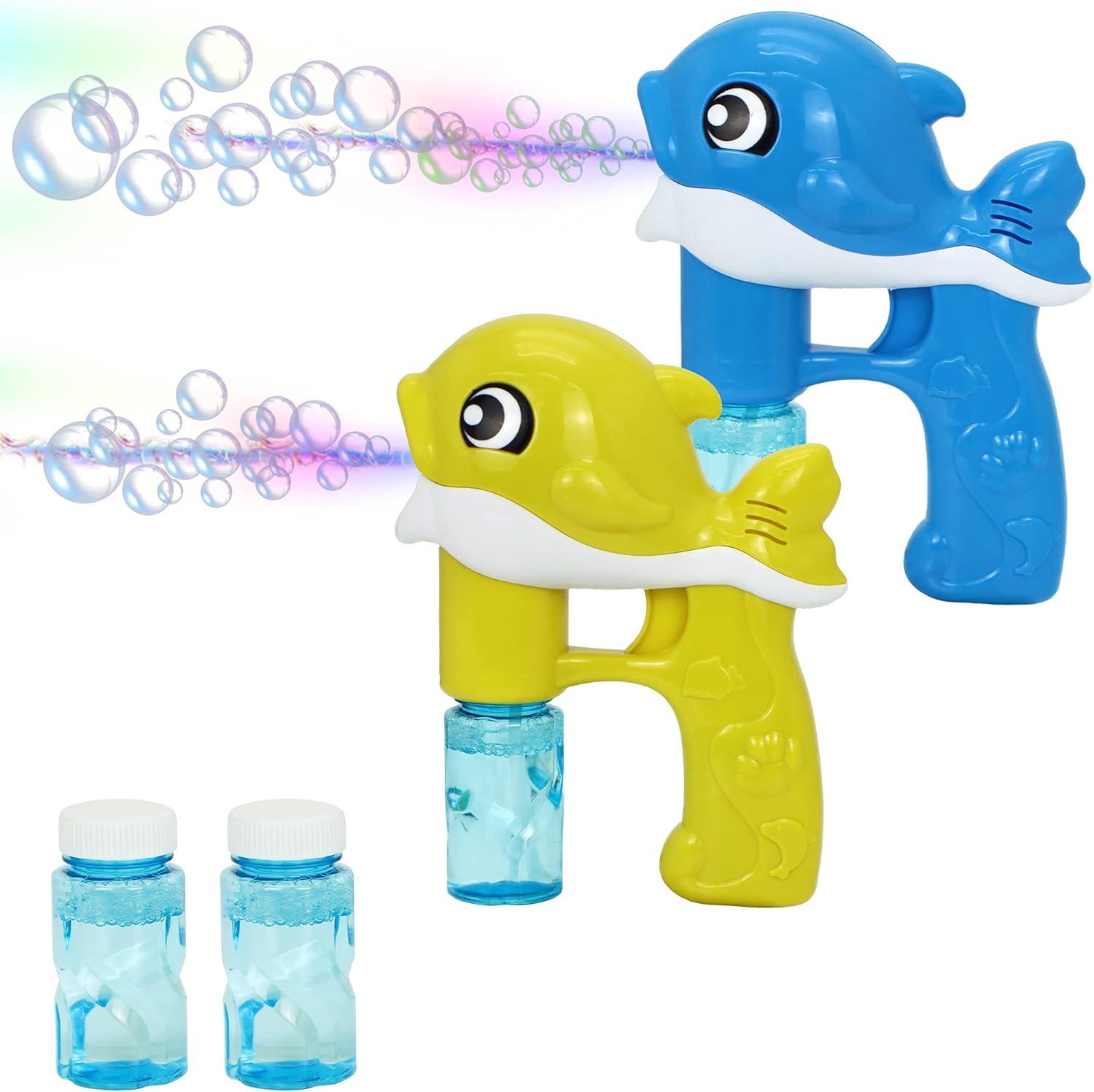 imageJOYIN 2 Bubble Guns Kit Whale Automatic Bubble Maker Blower Machine with 4 Solutions for Kids Summer Toy Birthday Outdoor amp Indoor Activity Easter Valentine Party FavorsYellowblue