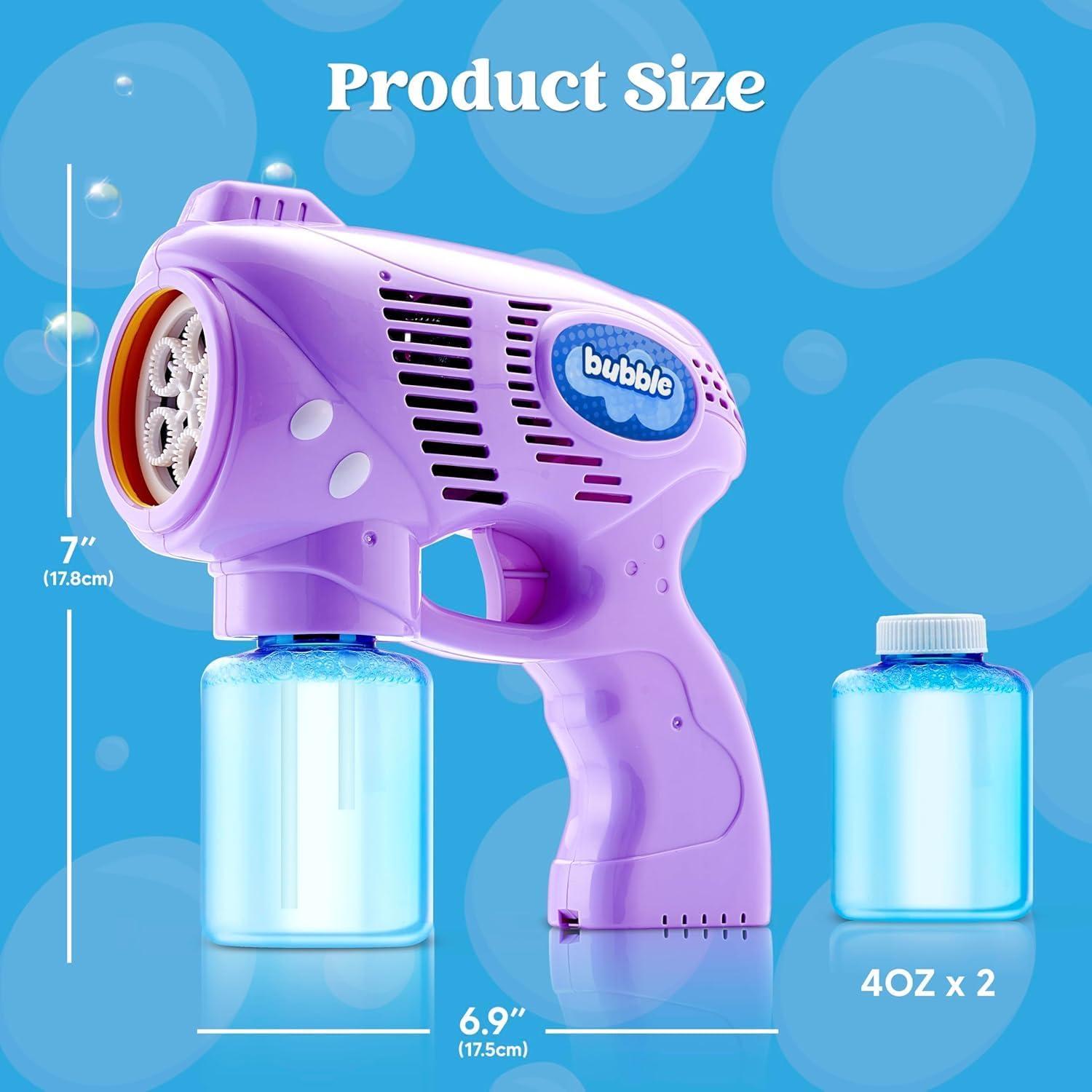 imageJOYIN 2 Bubble Guns with 2 Refill Solution 10 oz Total Bubbles Maker Blower for Kids Toddlers Outdoors Activity Birthday Gift Easter Basket Stuffers YellowOrangePinkpurple