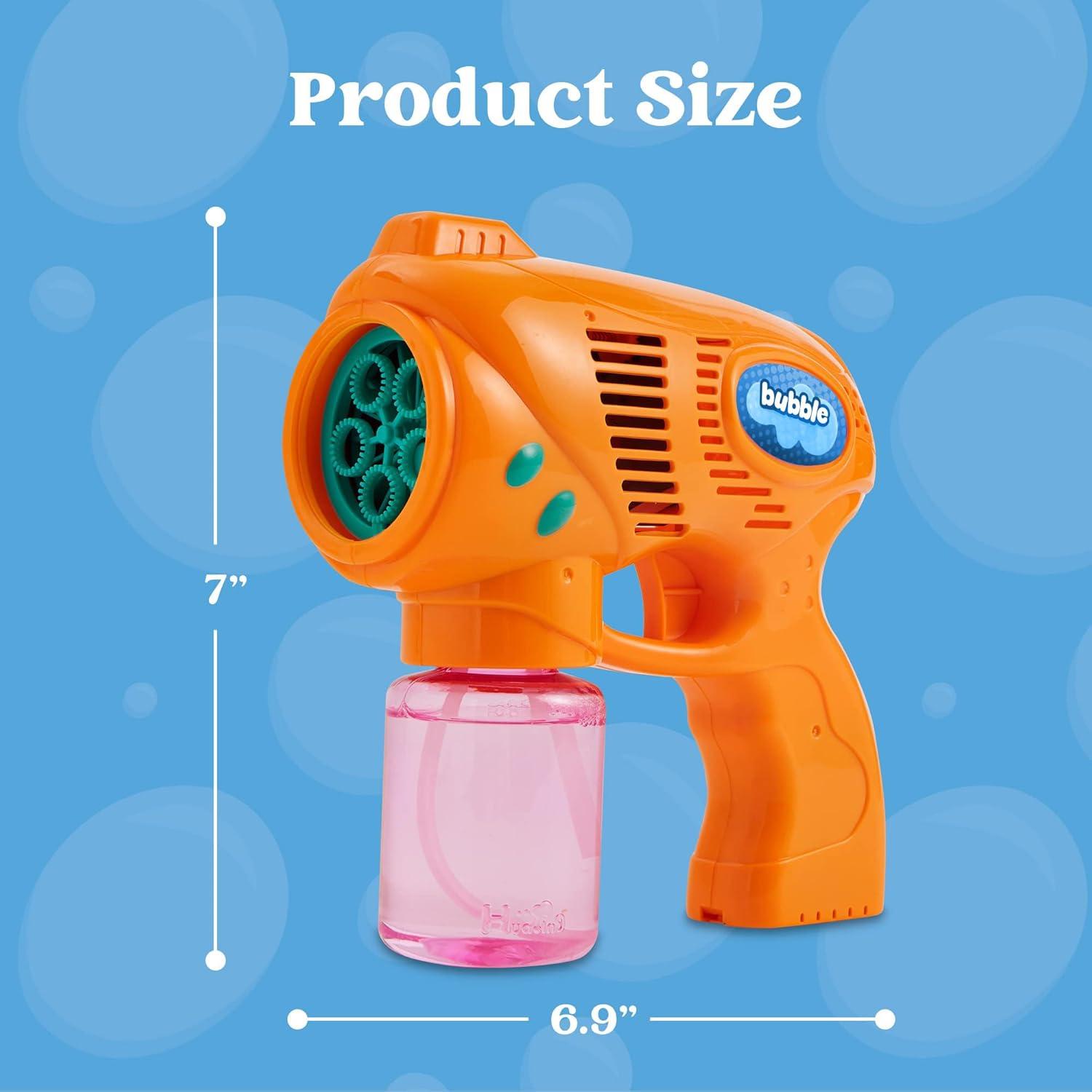 imageJOYIN 2 Bubble Guns with 2 Refill Solution 10 oz Total Bubbles Maker Blower for Kids Toddlers Outdoors Activity Birthday Gift Easter Basket Stuffers YellowOrangeOrangeblue
