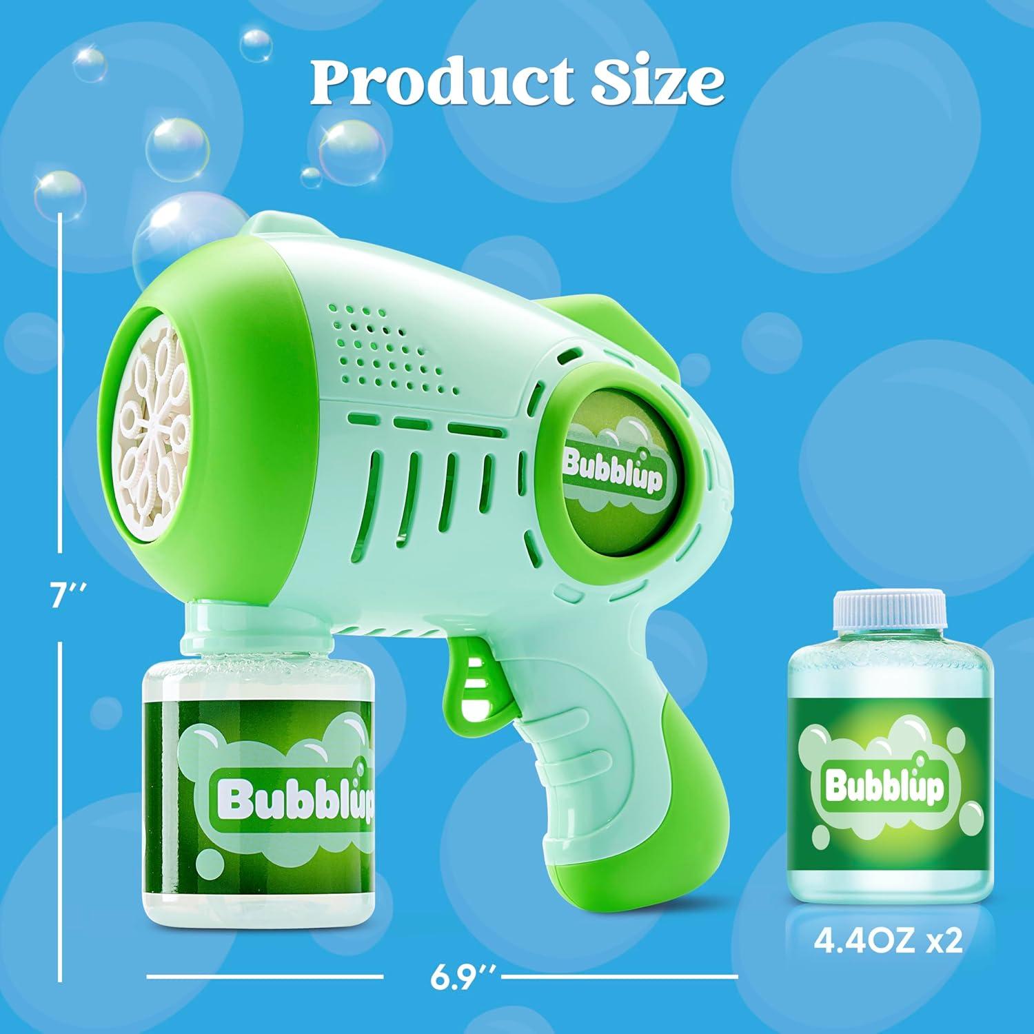 imageJOYIN 2 Kids Bubble Guns with 4 Bottles Solution Automatic Bubble Machine Gun with 8 Holes for Kids Adults Summer Toys Easter Basket Stuffers Birthday Gift Party FavorsGreen Blue