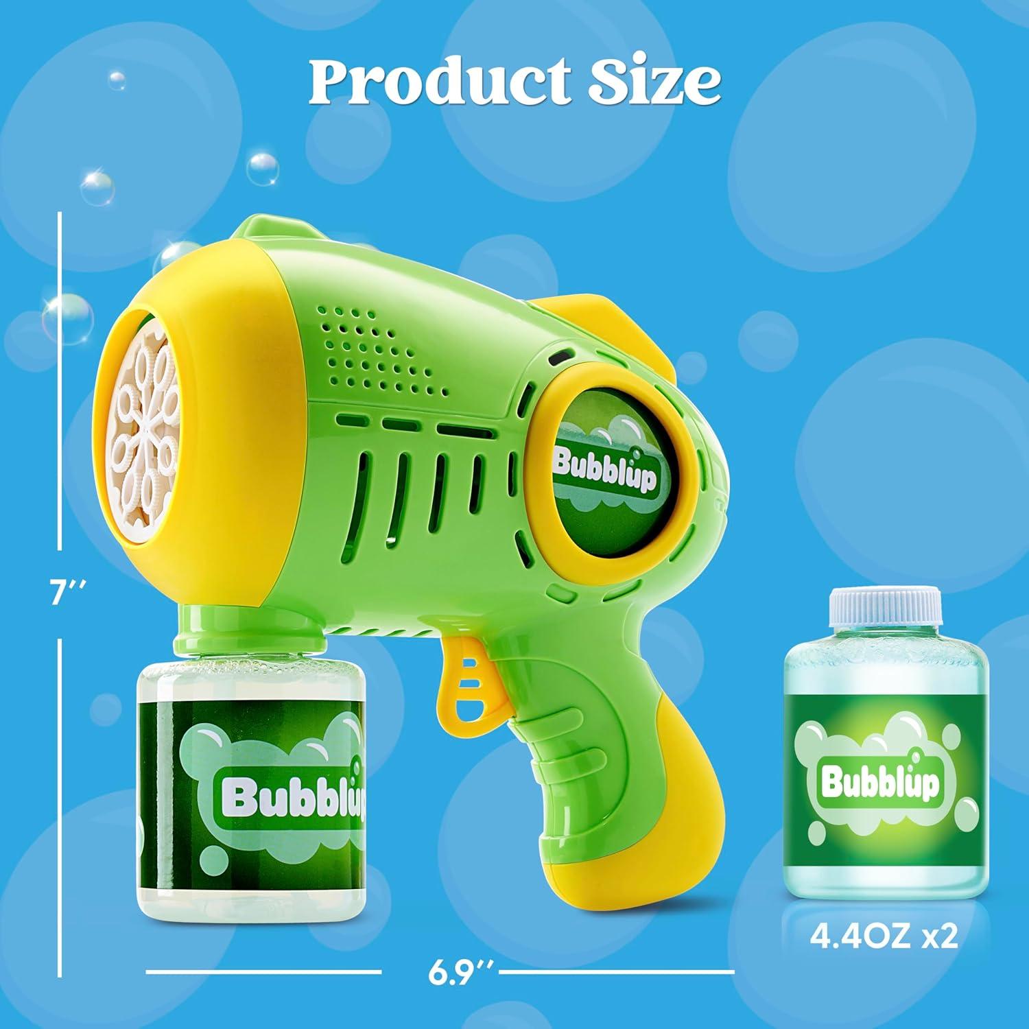 imageJOYIN 2 Kids Bubble Guns with 4 Bottles Solution Automatic Bubble Machine Gun with 8 Holes for Kids Adults Summer Toys Easter Basket Stuffers Birthday Gift Party FavorsGreen Yellow Blue Yellow