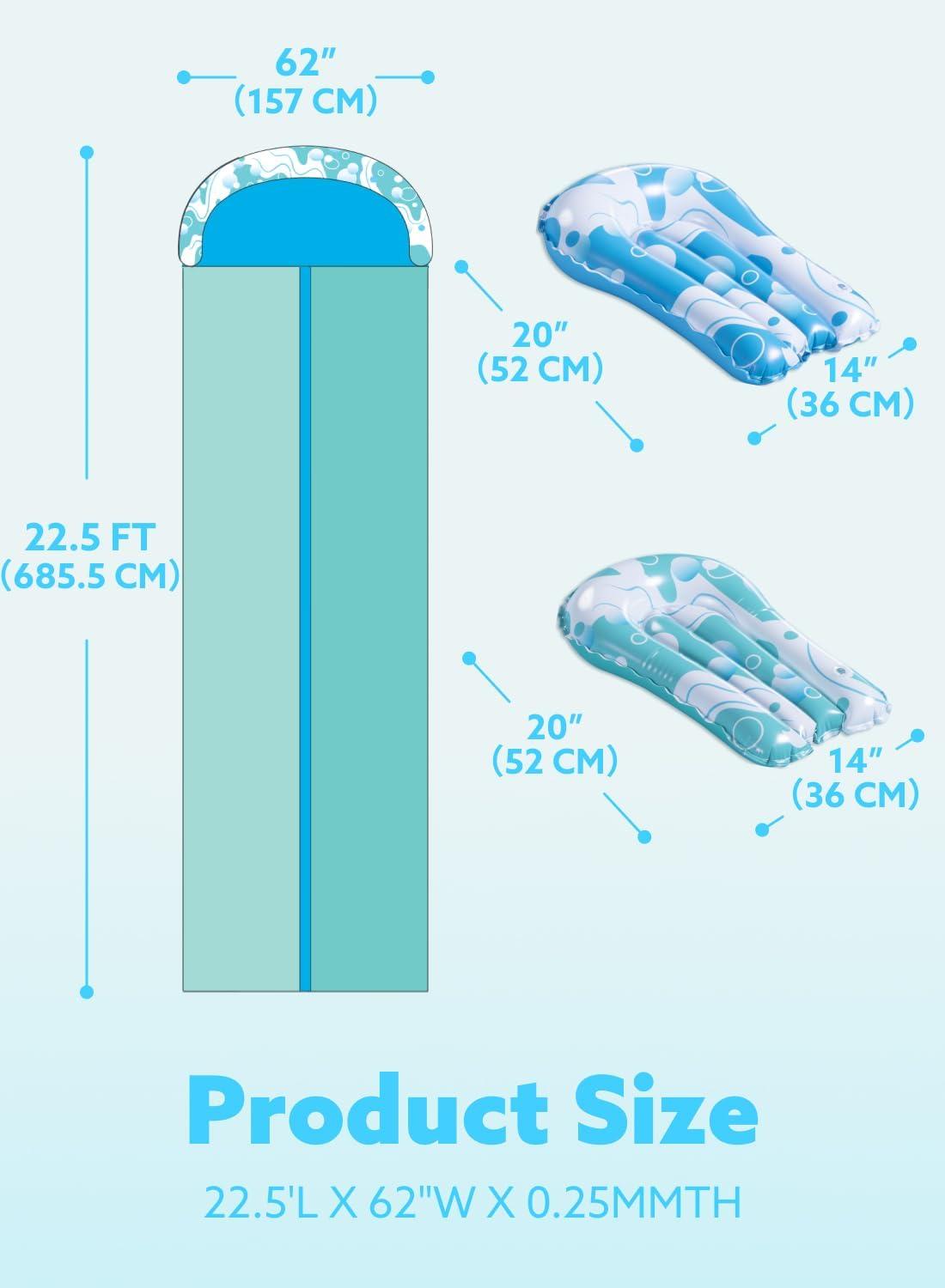 imageJOYIN 325FT Water Slide and 2 Inflatable Boards Extra Long Double Lawn Heavy Duty Splash Mat Pad with Sprinkler for Kids Adults Backyard Summer Water Toy Outdoor Fun Blue OrangeBlue Light Blue