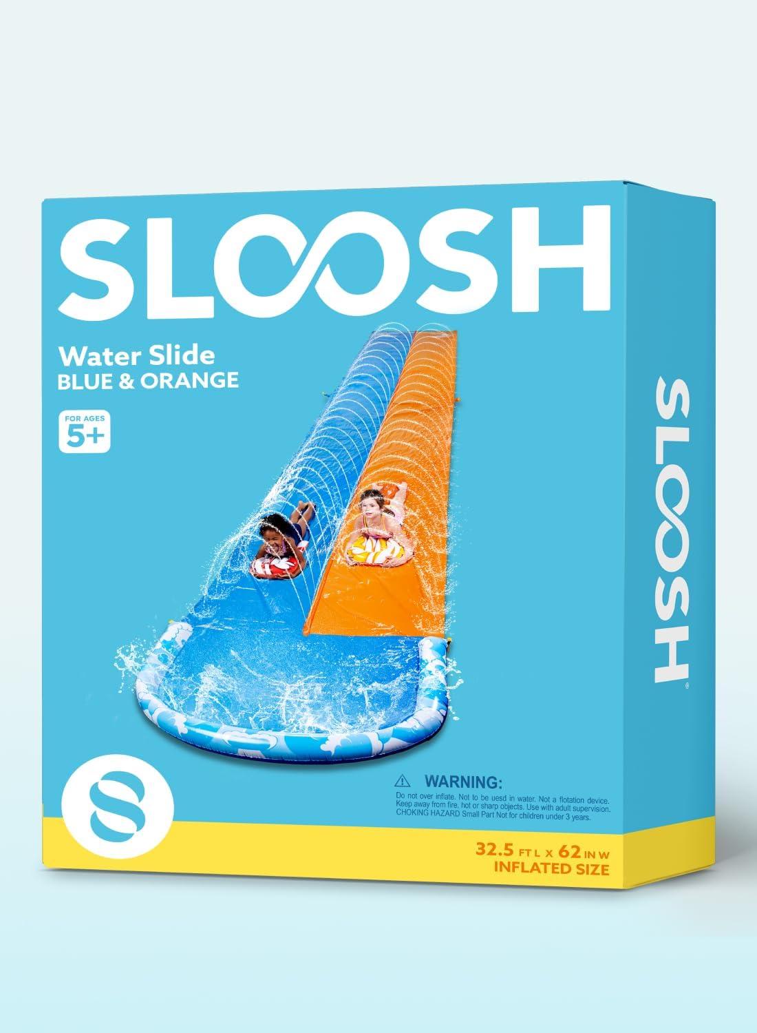 imageJOYIN 325FT Water Slide and 2 Inflatable Boards Extra Long Double Lawn Heavy Duty Splash Mat Pad with Sprinkler for Kids Adults Backyard Summer Water Toy Outdoor Fun Blue OrangeBlue Orange