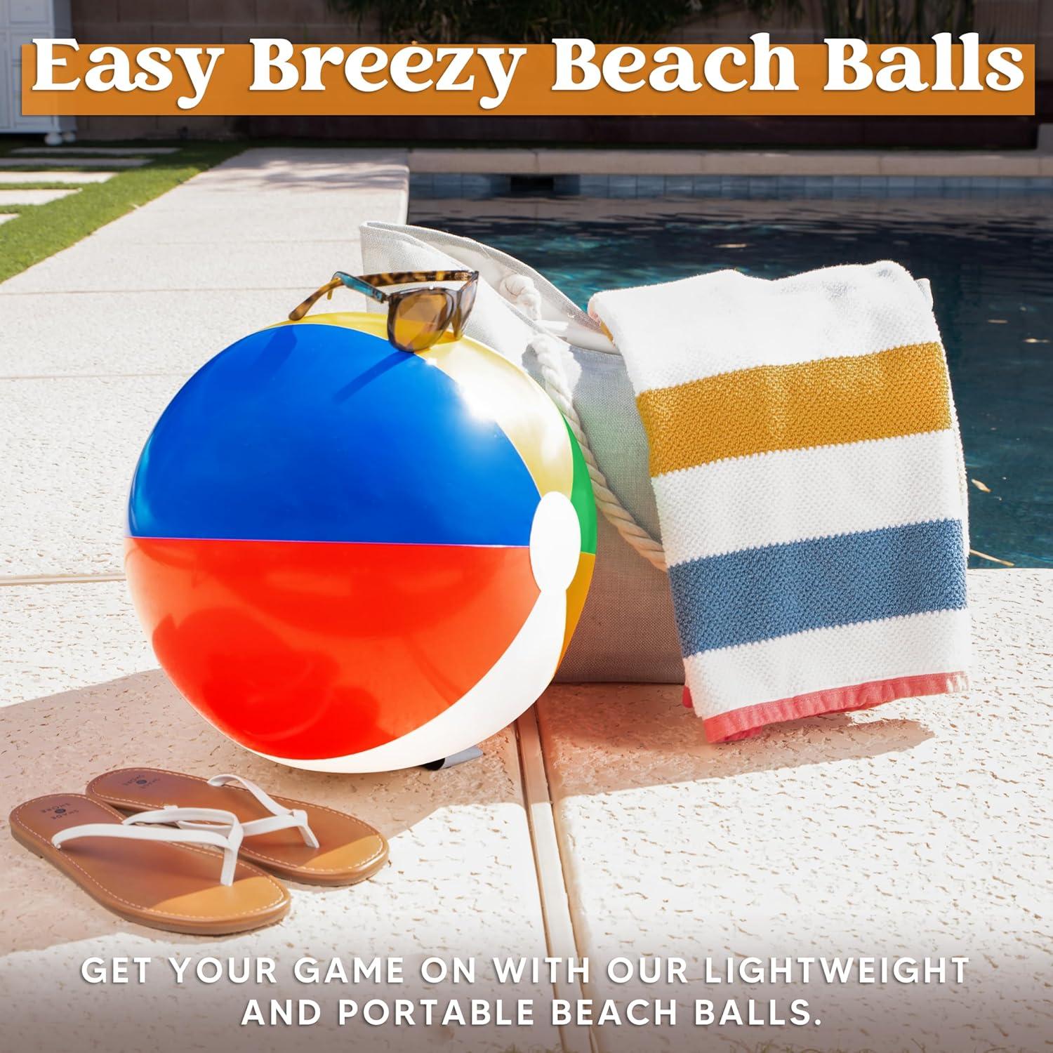 imageJOYIN 4Pack 20 Beach Balls Large Rainbow Beach Ball Inflatable Pool Toys for Party Supplies Decorations Adults Kids Birthday Luau Summer Beach Water Games Beachball Party Favors