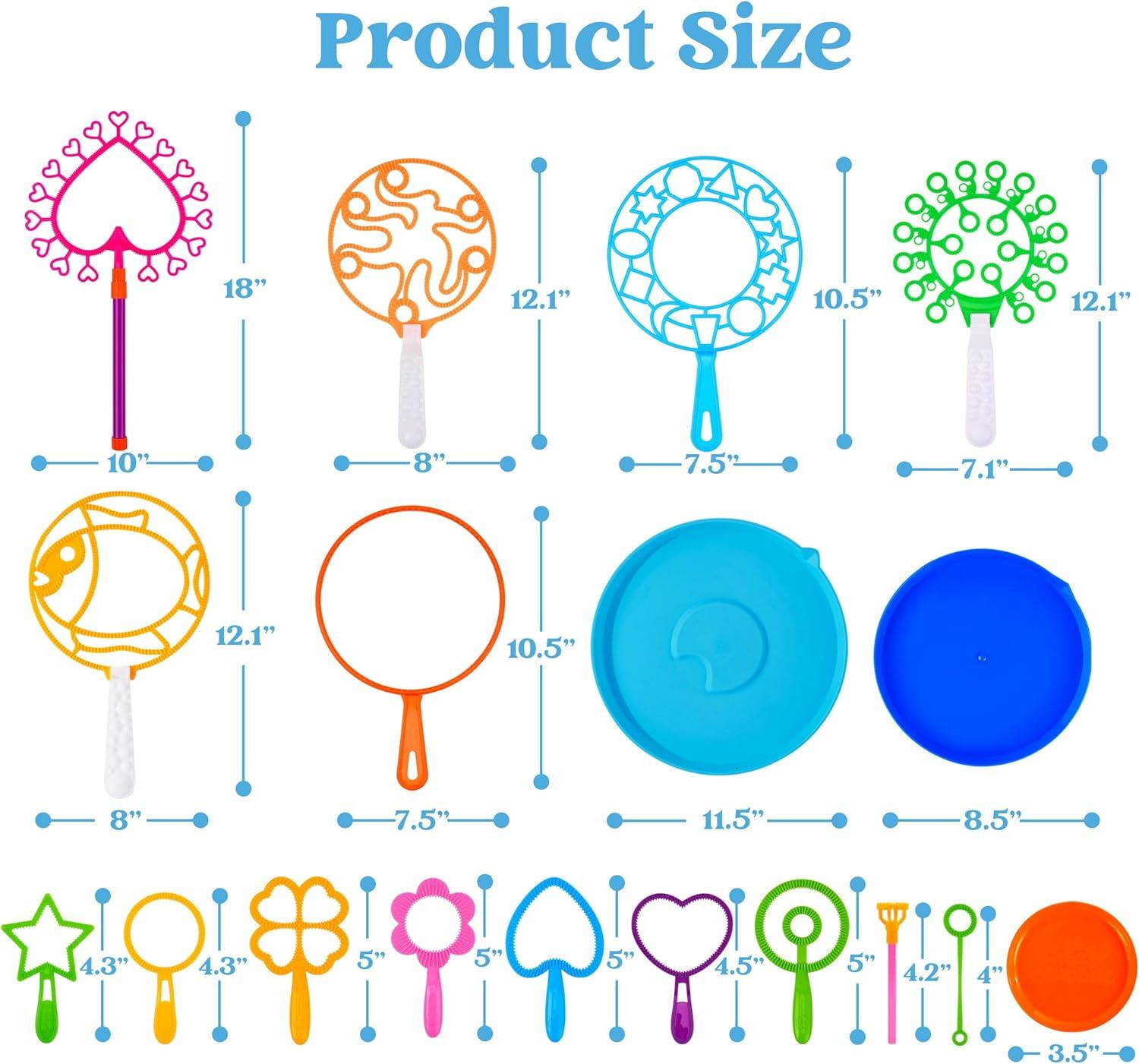 imageJOYIN Big Bubble Wands Set with with Tray 21 Giant Bubble Wands Bulk for Kids Summer Outdoor Play Period amp Birthday Party amp Games 6 Pcs Solution Suitable Suitable for All Age PeopleVarious