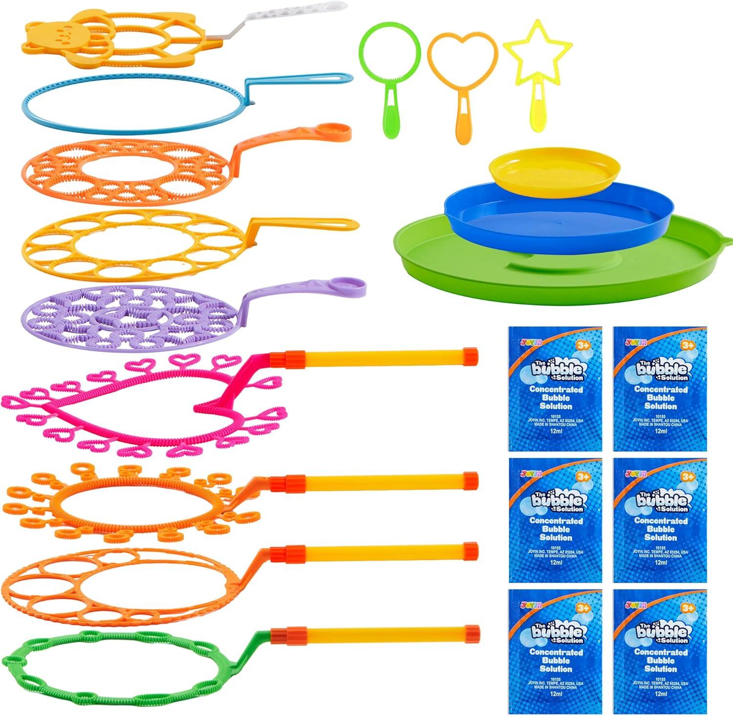 imageJOYIN Big Bubble Wands Set with with Tray 21 Giant Bubble Wands Bulk for Kids Summer Outdoor Play Period amp Birthday Party amp Games 6 Pcs Solution Suitable Suitable for All Age PeopleLuxury