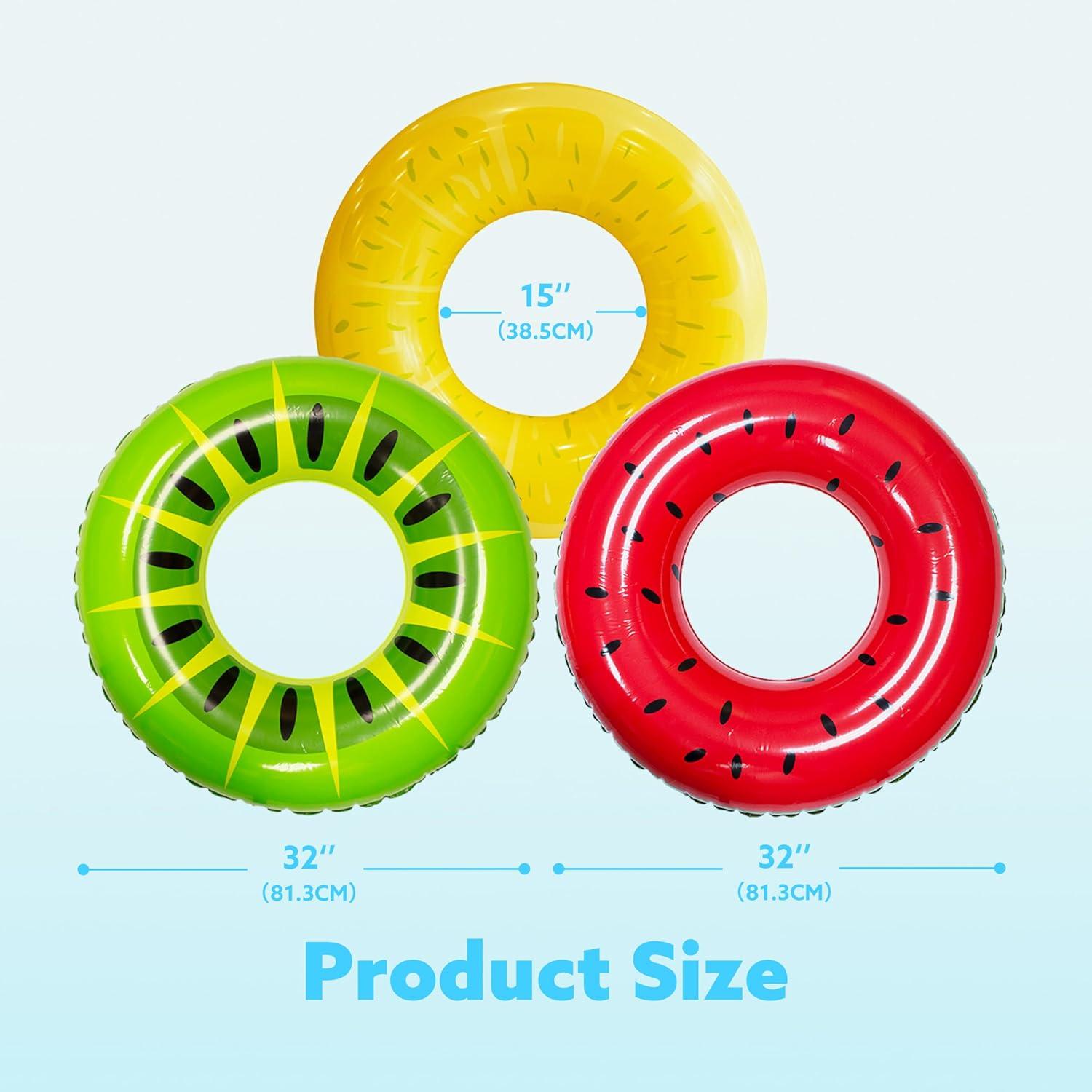 imageJOYIN Donut Pool Float with Glitters 325 3 Pack Funny Tube Toys for Swimming Pool Party and Donut Party SuppliesFruit