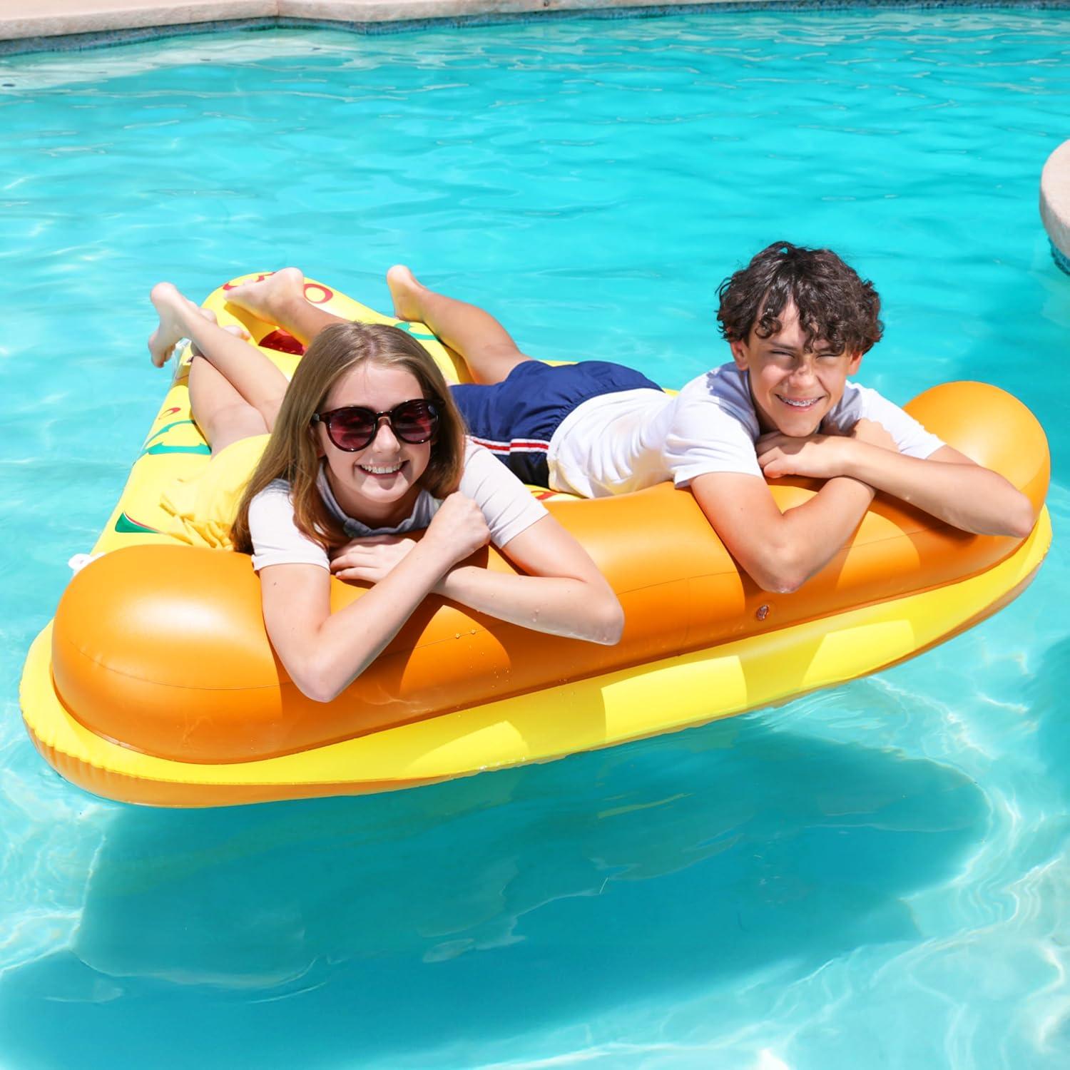 imageJOYIN Giant Inflatable Pizza Slice Pool Float Fun Pool Floaties Swim Party Toy Summer Pool Raft 1 Pack Extra Large with Cup Holders
