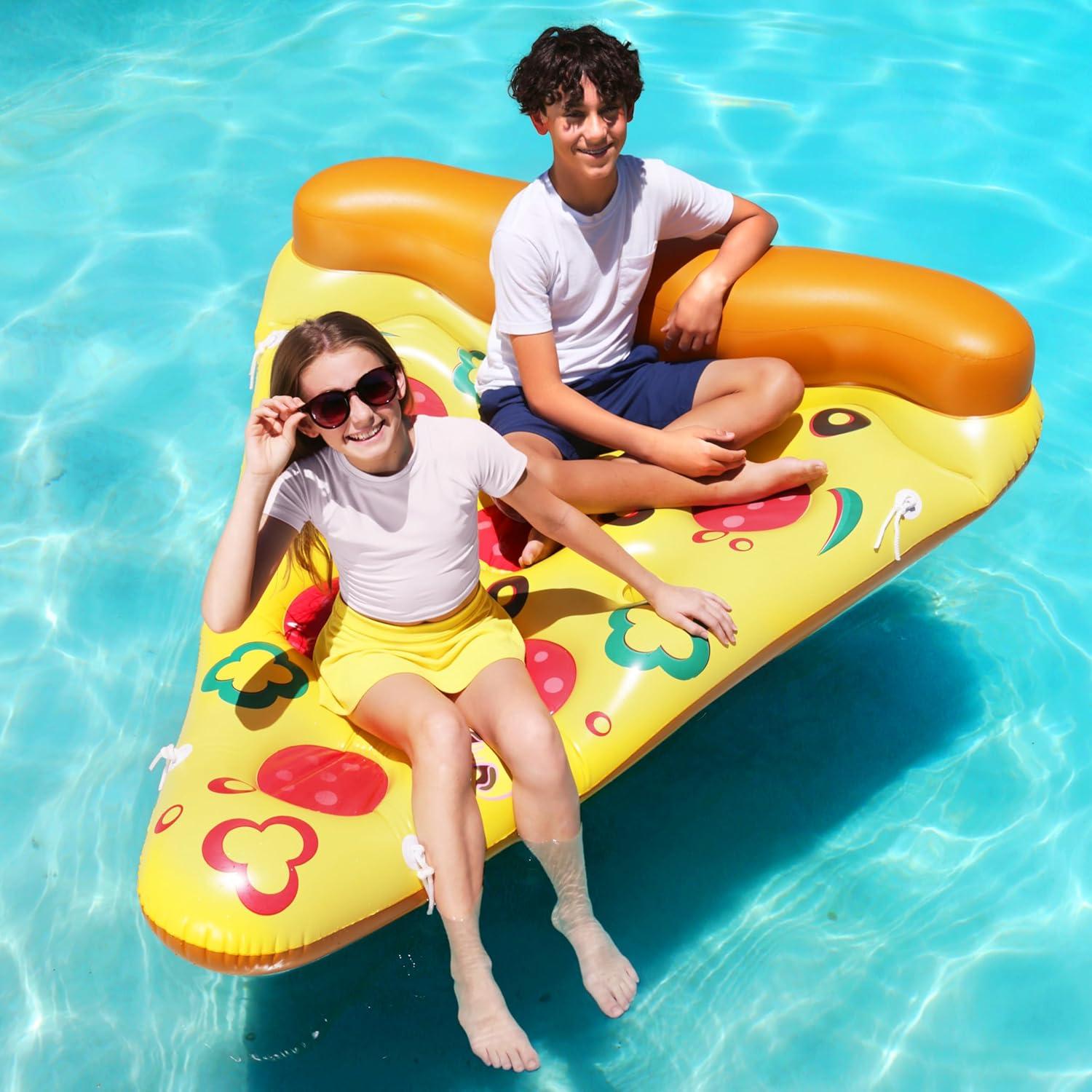 imageJOYIN Giant Inflatable Pizza Slice Pool Float Fun Pool Floaties Swim Party Toy Summer Pool Raft 1 Pack Extra Large with Cup Holders