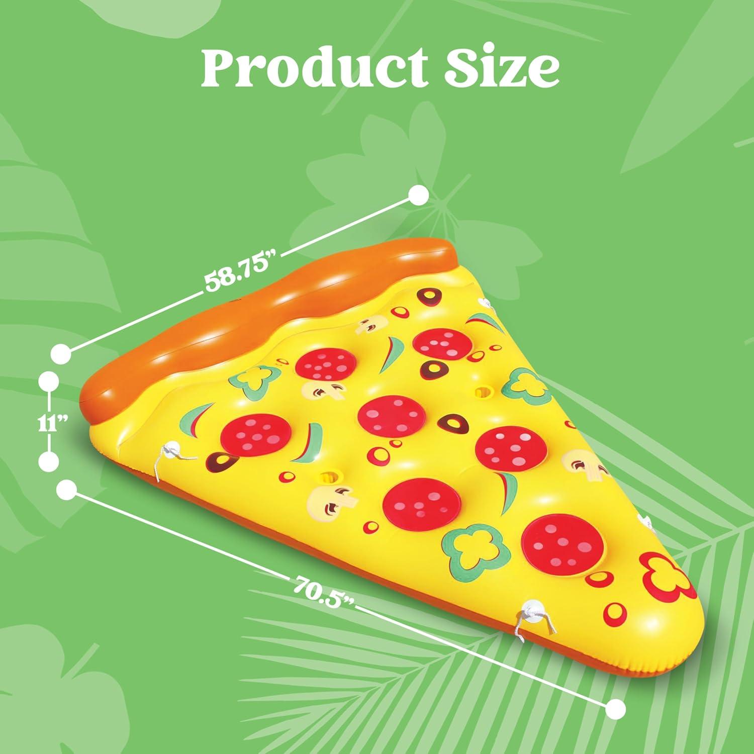 imageJOYIN Giant Inflatable Pizza Slice Pool Float Fun Pool Floaties Swim Party Toy Summer Pool Raft 1 Pack Extra Large with Cup Holders