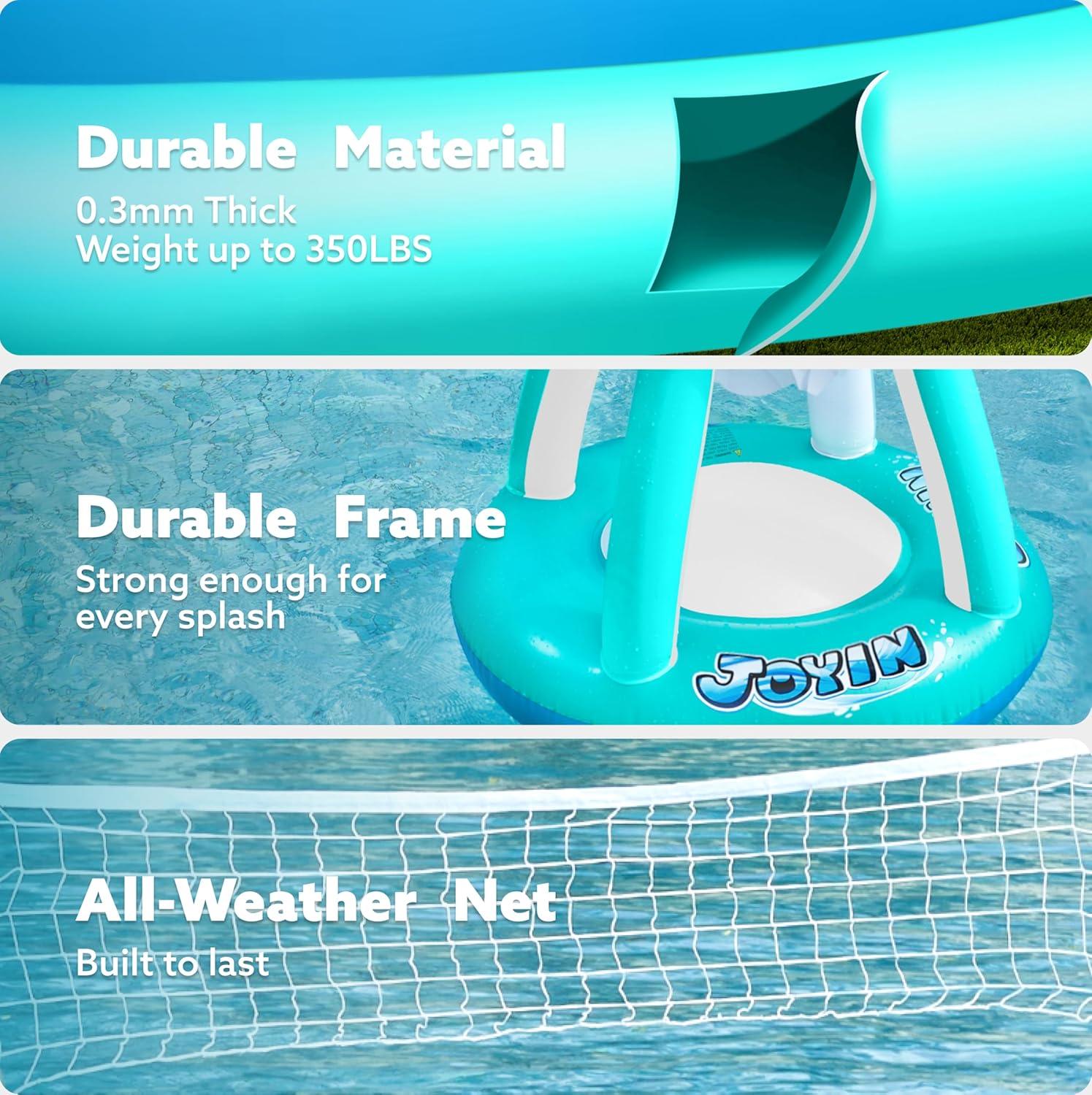 imageJOYIN Inflatable Pool Float Set Volleyball Net amp Basketball Hoops Floating Swimming Game Toy for Kids and Adults Summer Floaties Volleyball Court 105x28x38Basketball 276x23LOrangeBlue Cyan