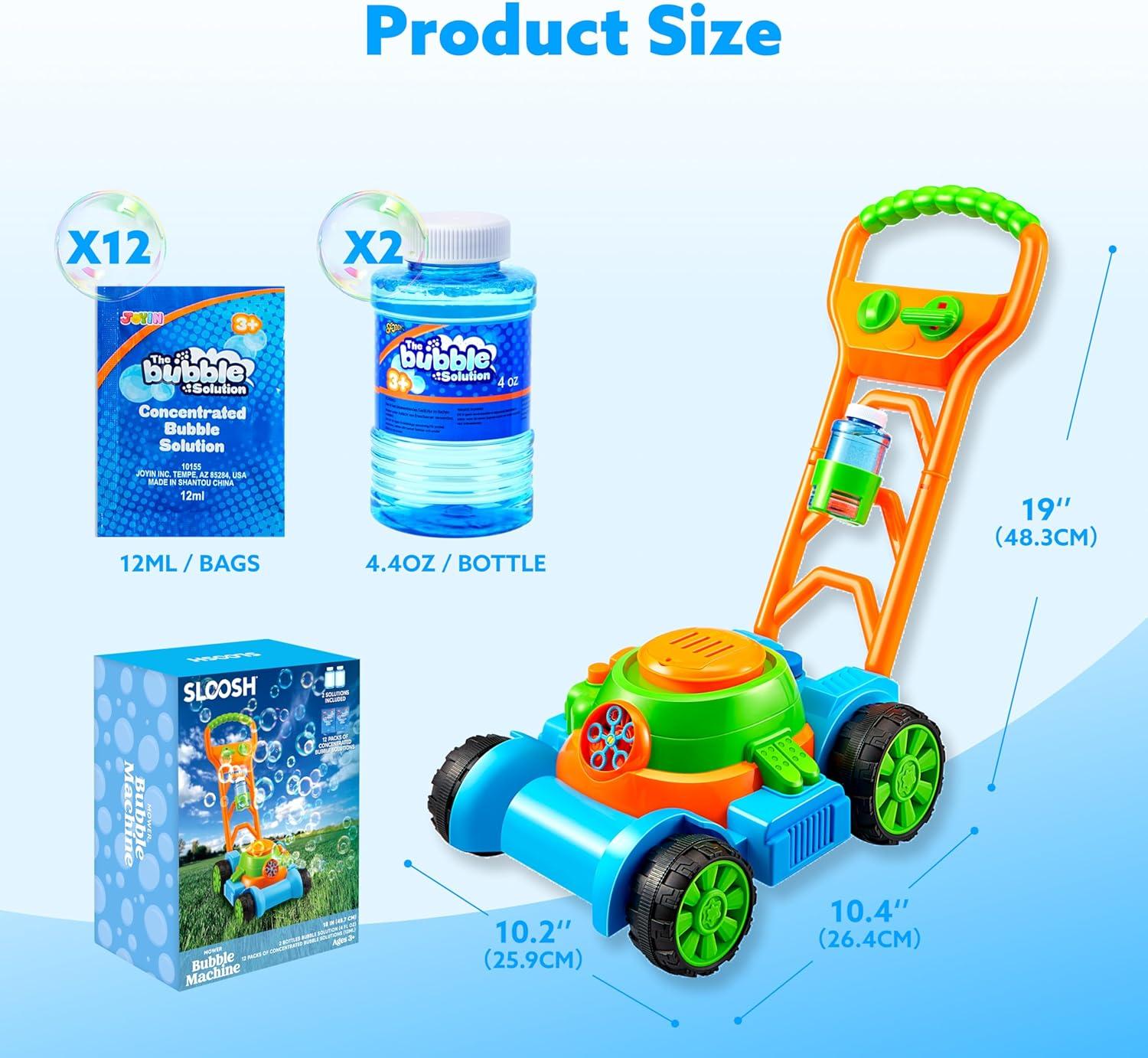 imageSLOOSH Bubble Lawn Mower Toddler Toys SpillProof Bubble Machine Pretend Gardening Play Toy for Age 1 2 3 13 Year Old Baby Boys Indoor Outdoor Use Push Toys Xmas Christmas Birthday Gifts BlueBlue