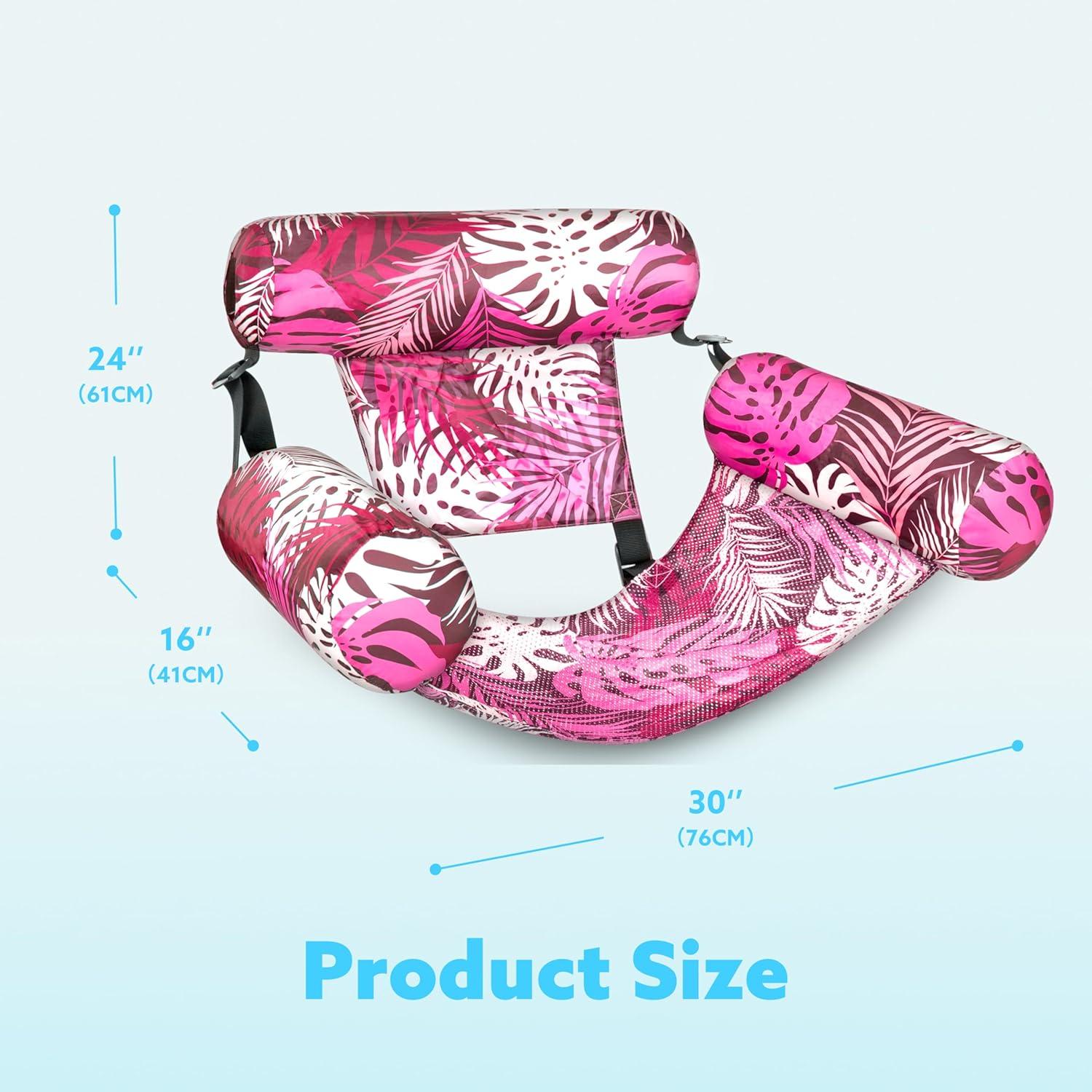 imageSLOOSH Inflatable Pool Floats Adult2 Packs Floating Lounge ChairsBlow up Pool Noodles for Adult Heavy DutyFloating Chair for Party Summer Water Beach Lake FunTropical LeavesPink Blue