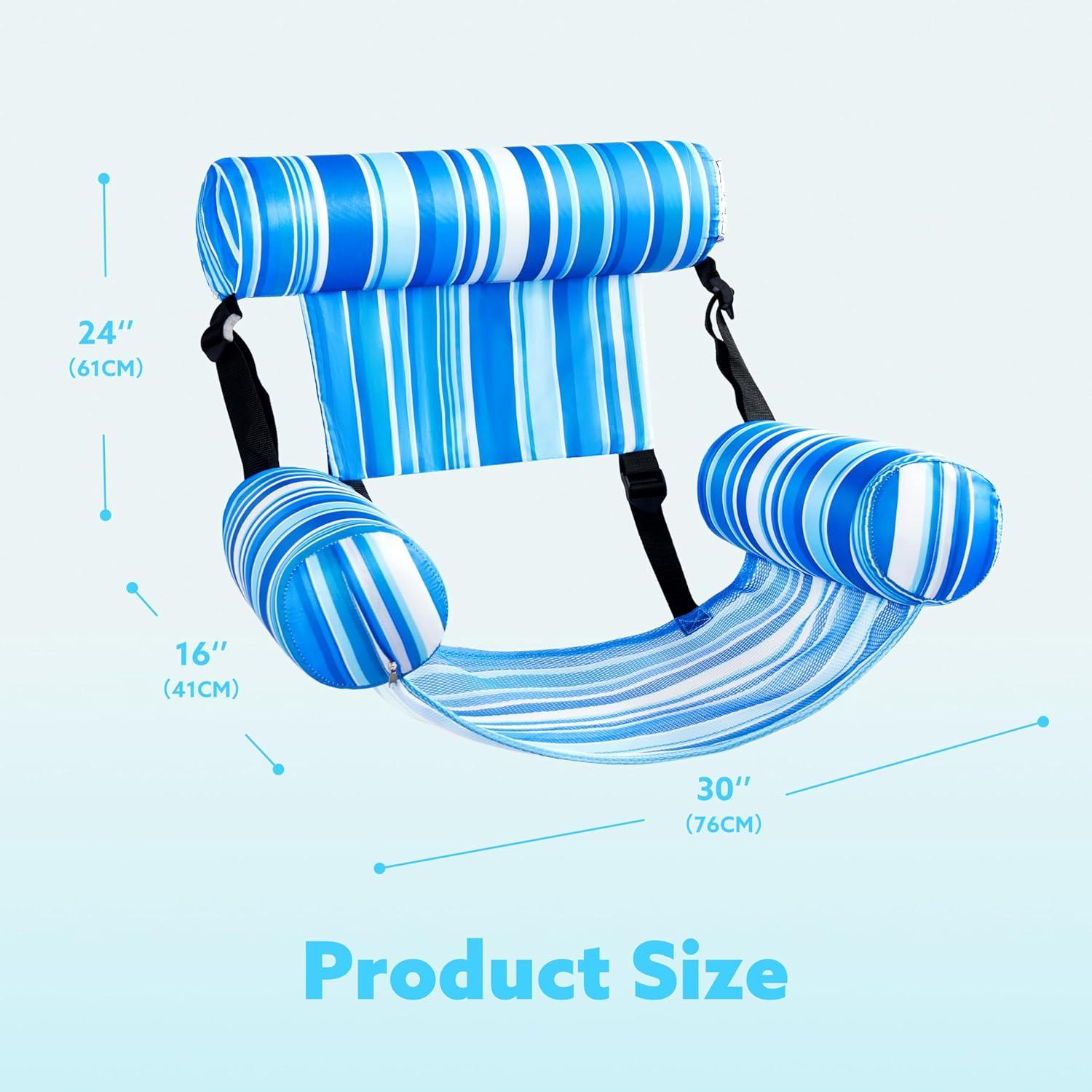 imageSLOOSH Inflatable Pool Floats Adult2 Packs Floating Lounge ChairsBlow up Pool Noodles for Adult Heavy DutyFloating Chair for Party Summer Water Beach Lake FunStripe