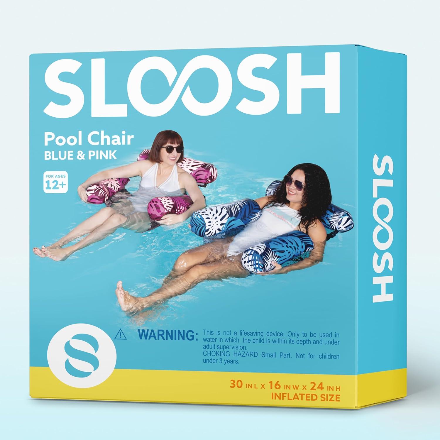 imageSLOOSH Inflatable Pool Floats Adult2 Packs Floating Lounge ChairsBlow up Pool Noodles for Adult Heavy DutyFloating Chair for Party Summer Water Beach Lake FunTropical LeavesPink Blue