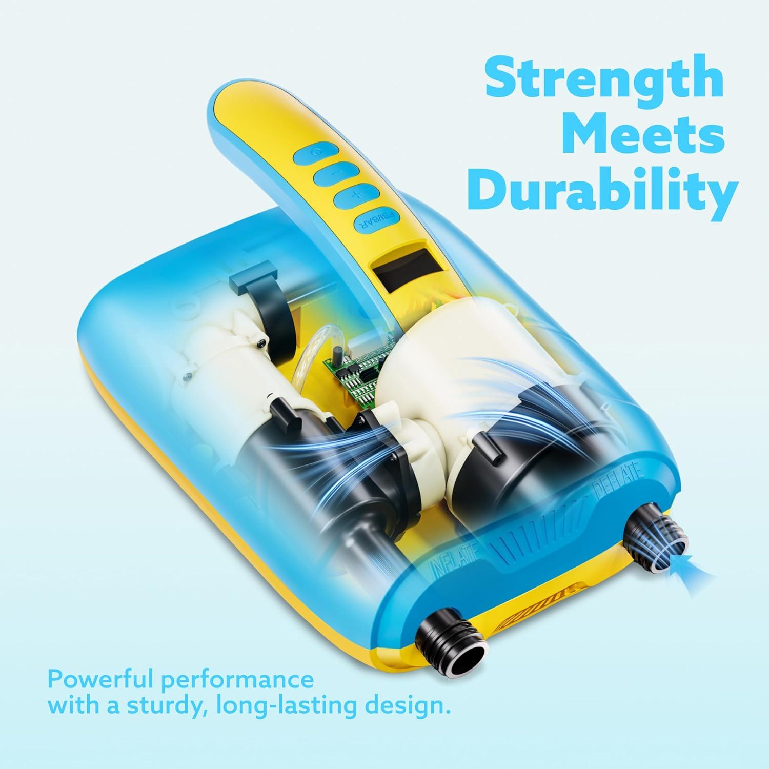 imageSloosh Electric Paddle Board Pump 20 PSI HighPressure DualStage Inflation SUP Air Pump with AutoOff Function 12V DC Car Connector for Inflatable Paddle Boards Kayaks Boats and Air Mattresses