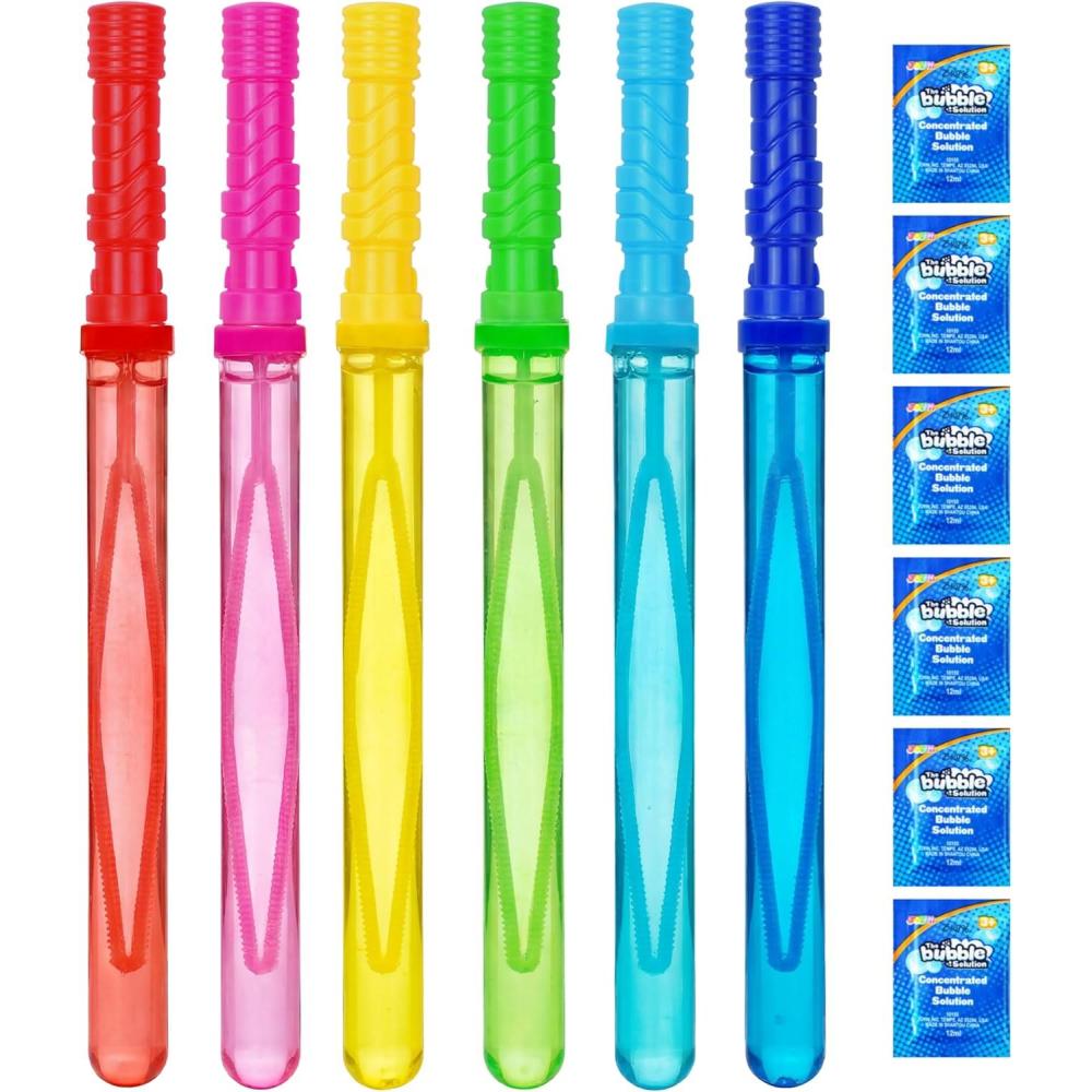 imageJOYIN 146 Big Bubble Wands for Kids 6 PCS Bubble Wand with Refill Solution for Summer Toy Party Favor Outdoors Toy Activity Easter Basket Stuffers Birthday Gift