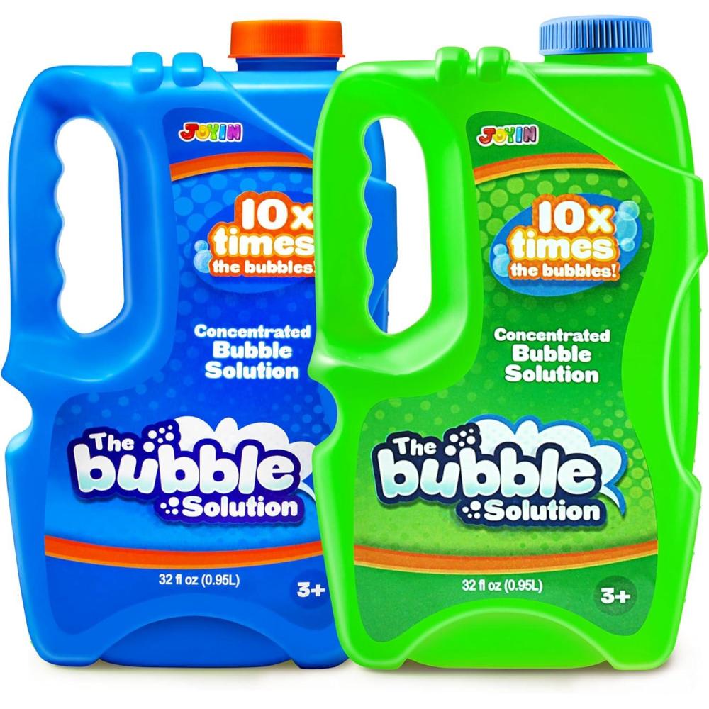 imageJOYIN 2 Bottles Bubbles Refill Solutions 64 oz up to 5 Gallon Concentrated Solution for Bubble Machine Gun Wand Refill Fluid Summer Easter Toys RedPurpleBluegreen