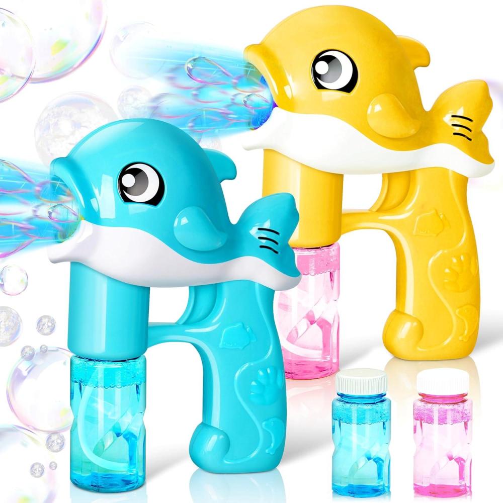 imageJOYIN 2 Bubble Guns Kit Whale Automatic Bubble Maker Blower Machine with 4 Solutions for Kids Summer Toy Birthday Outdoor amp Indoor Activity Easter Valentine Party FavorsYellowblue