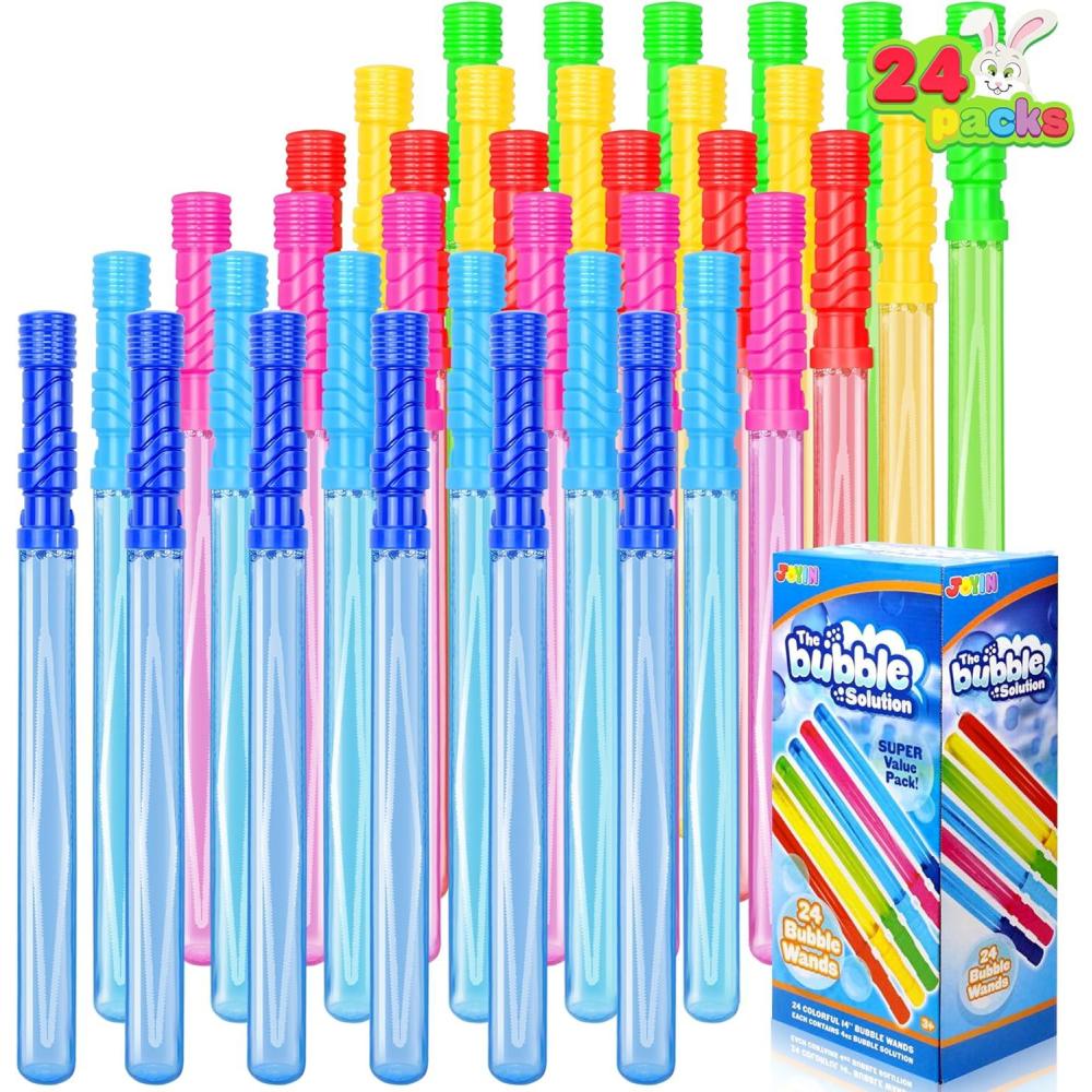 imageJOYIN 24 Pack 146 Big Bubble Wands Bulk 2 Dozen for Summer Toy OutdoorIndoor Activity Use Easter Bubbles Party Favors Supplies for KidsClassic