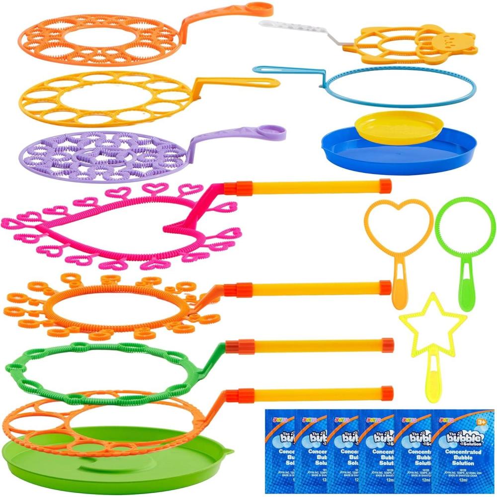 imageJOYIN Big Bubble Wands Set with with Tray 21 Giant Bubble Wands Bulk for Kids Summer Outdoor Play Period amp Birthday Party amp Games 6 Pcs Solution Suitable Suitable for All Age PeopleLuxury