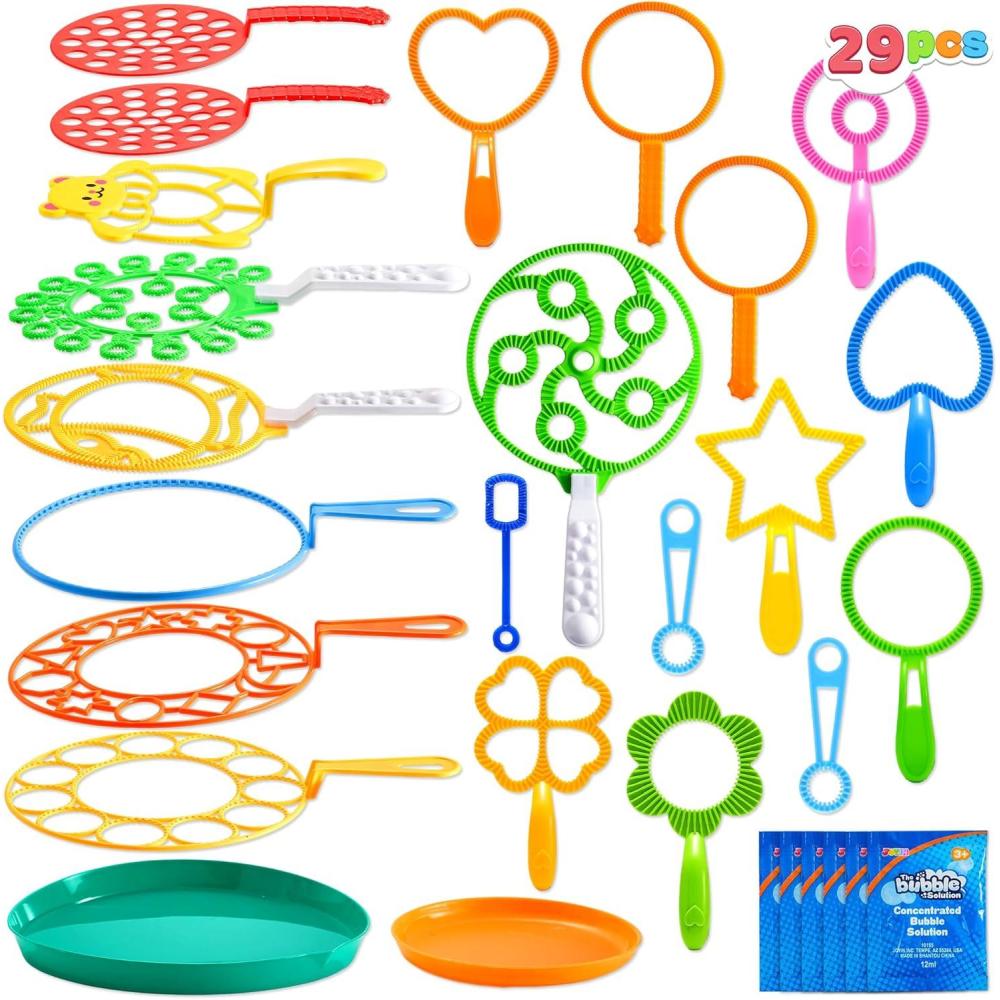 imageJOYIN Big Bubble Wands Set with with Tray 21 Giant Bubble Wands Bulk for Kids Summer Outdoor Play Period amp Birthday Party amp Games 6 Pcs Solution Suitable Suitable for All Age PeopleClassic