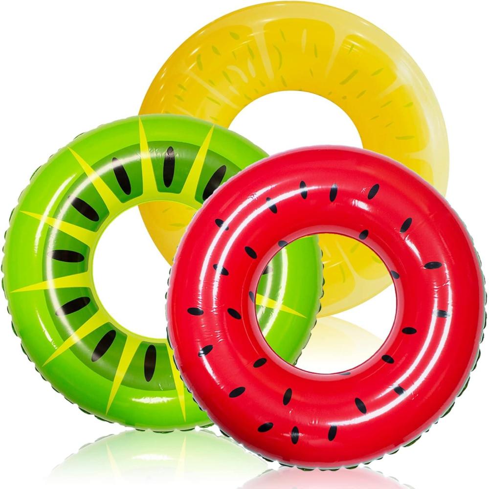 imageJOYIN Donut Pool Float with Glitters 325 3 Pack Funny Tube Toys for Swimming Pool Party and Donut Party SuppliesFruit