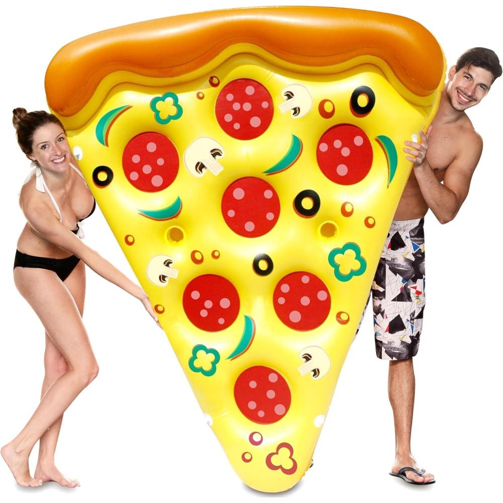 imageJOYIN Giant Inflatable Pizza Slice Pool Float Fun Pool Floaties Swim Party Toy Summer Pool Raft 1 Pack Extra Large with Cup Holders