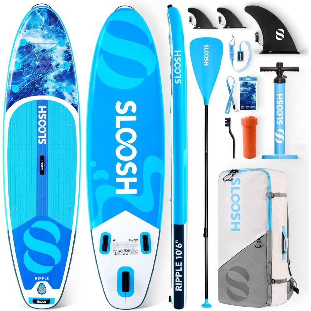 imageSLOOSH Inflatable Stand Up Paddle Board 106 Paddle Boards with Premium Accessories NonSlip EVA Deck UltraLight Carry Bag Pump Ripple SUP for Youth amp Adults of All Skill LevelsCoastal Splash