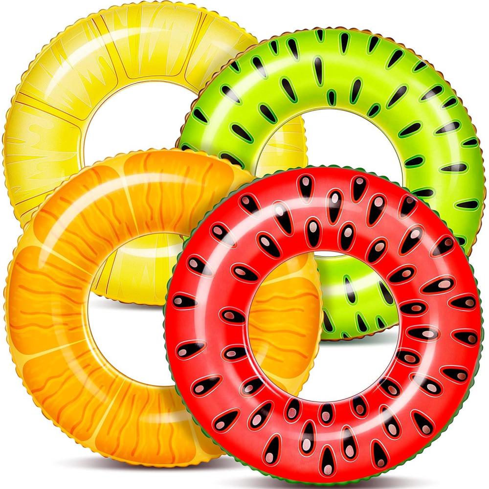imageSloosh 4 Pack Inflatable Pool Floats Pool Tube Rings Swim Tubes Floaties Toys Beach Swimming Party Toys for Kids and AdultsFruit