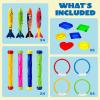 JOYIN 18Pcs Diving Pool Toys for Kids, Swimming Pool Toy with Storage Bag Includes 4 Pool Rings, 4 Diving Sticks, 4 Bandits, 6 Treasures Underwater Swim Pool Games for Ages 8-12