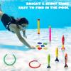 JOYIN 18Pcs Diving Pool Toys for Kids, Swimming Pool Toy with Storage Bag Includes 4 Pool Rings, 4 Diving Sticks, 4 Bandits, 6 Treasures Underwater Swim Pool Games for Ages 8-12