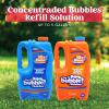 JOYIN 2 Bottles Bubbles Refill Solutions 64 oz (up to 5 Gallon), Concentrated Solution for Bubble Machine, Gun, Wand Refill Fluid Summer, Easter Toys (Red+Purple)(Orange+blue)
