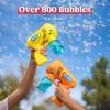 JOYIN 2 Bubble Guns with 2 Refill Solution (10 oz Total), Bubbles Maker, Blower for Kids, Toddlers, Outdoors Activity, Birthday Gift, Easter Basket Stuffers (Yellow+Orange)(Orange+yellow)