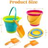 JOYIN 3 Packs Foldable Pail Bucket with Shovels & Mesh Bag, Collapsible Buckets Multi Purpose for Beach, Camping Gear, Beach Party, Fishing, and Fun Summer Activities (Yellow/Blue/Green)(Yellow/Blue/Green)