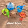 JOYIN 3 Packs Foldable Pail Bucket with Shovels & Mesh Bag, Collapsible Buckets Multi Purpose for Beach, Camping Gear, Beach Party, Fishing, and Fun Summer Activities (Yellow/Blue/Green)(Orange/Blue/Green)