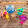 JOYIN 3 Packs Foldable Pail Bucket with Shovels & Mesh Bag, Collapsible Buckets Multi Purpose for Beach, Camping Gear, Beach Party, Fishing, and Fun Summer Activities (Yellow/Blue/Green)(Pink/Purple/Green)