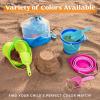 JOYIN 3 Packs Foldable Pail Bucket with Shovels & Mesh Bag, Collapsible Buckets Multi Purpose for Beach, Camping Gear, Beach Party, Fishing, and Fun Summer Activities (Yellow/Blue/Green)(Blue/Pink/Green)