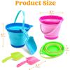 JOYIN 3 Packs Foldable Pail Bucket with Shovels & Mesh Bag, Collapsible Buckets Multi Purpose for Beach, Camping Gear, Beach Party, Fishing, and Fun Summer Activities (Yellow/Blue/Green)(Blue/Pink/Green)