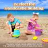 JOYIN 3 Packs Foldable Pail Bucket with Shovels & Mesh Bag, Collapsible Buckets Multi Purpose for Beach, Camping Gear, Beach Party, Fishing, and Fun Summer Activities (Yellow/Blue/Green)(Pink/Purple/Green)