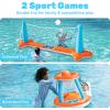JOYIN Inflatable Pool Float Set Volleyball Net & Basketball Hoops, Floating Swimming Game Toy for Kids and Adults, Summer Floaties, Volleyball Court (105”x28”x38”)|Basketball (27.6”x23”),L-Orange(Orange)