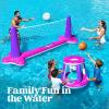 JOYIN Inflatable Pool Float Set Volleyball Net & Basketball Hoops, Floating Swimming Game Toy for Kids and Adults, Summer Floaties, Volleyball Court (105”x28”x38”)|Basketball (27.6”x23”),L-Orange(Pink Purple)