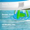 JOYIN Inflatable Pool Float Set Volleyball Net & Basketball Hoops, Floating Swimming Game Toy for Kids and Adults, Summer Floaties, Volleyball Court (105”x28”x38”)|Basketball (27.6”x23”),L-Orange(Green Blue)