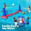 JOYIN Inflatable Pool Float Set Volleyball Net & Basketball Hoops, Floating Swimming Game Toy for Kids and Adults, Summer Floaties, Volleyball Court (105”x28”x38”)|Basketball (27.6”x23”),L-Orange(Red)